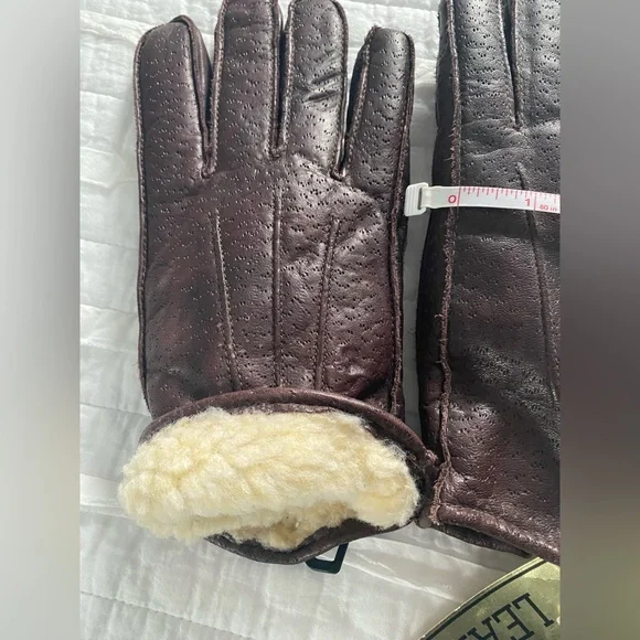 NWT Men’s L Brown Leather Gloves - Picture 7 of 8
